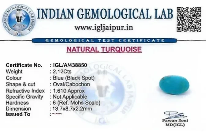 Turquoise 14x9 MM 2.12 carats