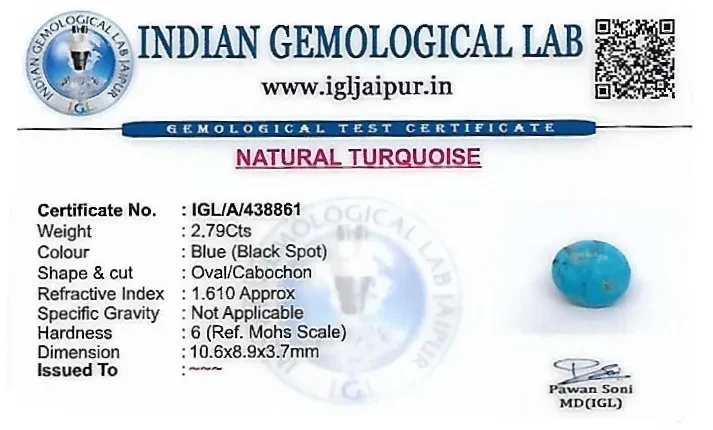 Turquoise 11x9 MM 2.79 carats